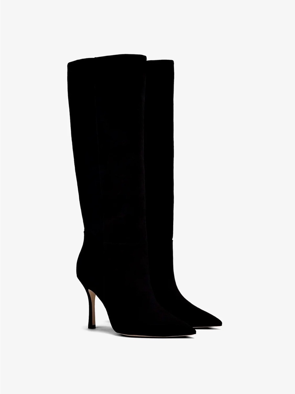 Larroude Kate Slouch Black Suede Pointed-Toe Stiletto Boots 7.5 NWT NIB
